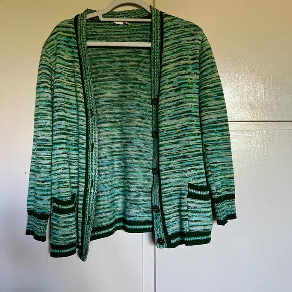 Green Blue Knit Cardigan Sweater Size Small - Picture 5 of 7